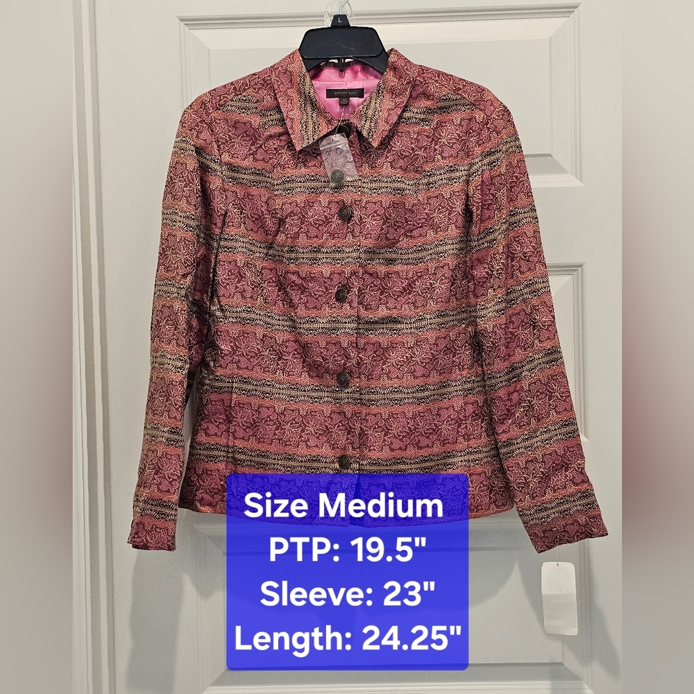 Amber Sun Jeweltone Brocade Jacket, NWT, Size Medium
